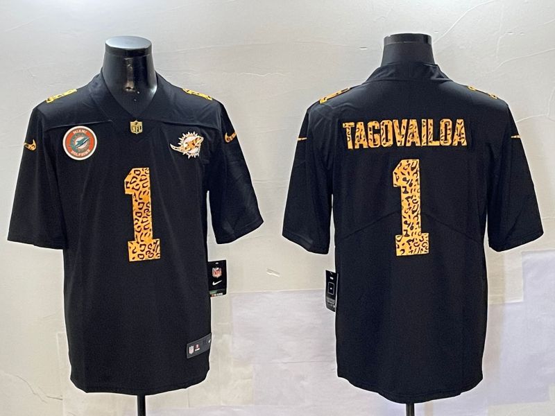 Men Miami Dolphins 1 Tagovailoa Black 2024 Nike Limited NFL Jersey style 01081